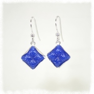 Blue mozaic in silver earrings